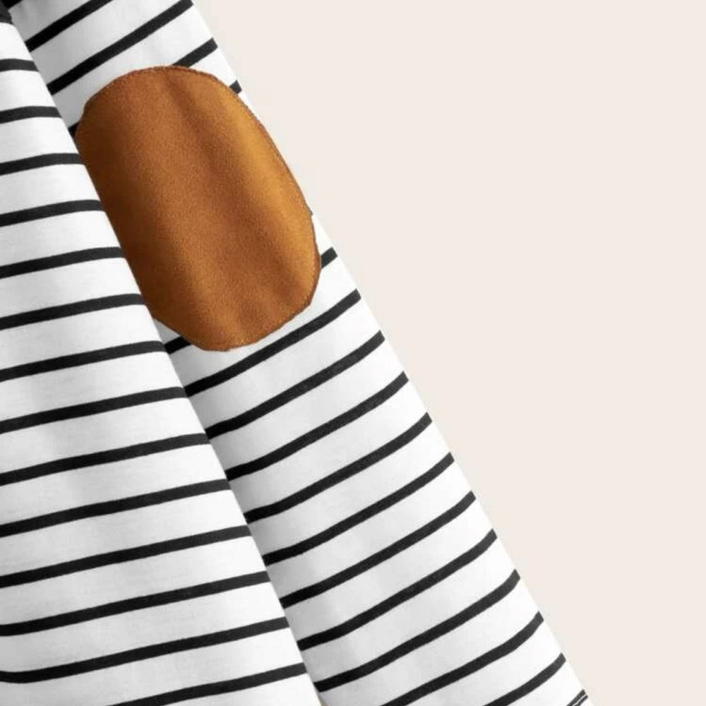 Striped Elbow Patch Dress - Picture 3 of 6